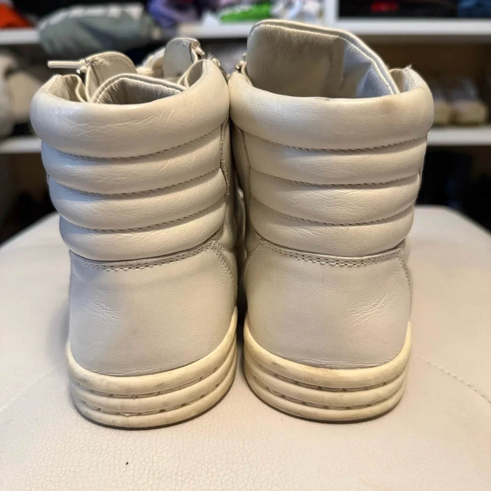 Hot Deal: Chanel White Leather CC High Top Sneakers w/Side Zippers - Picture 3 of 9